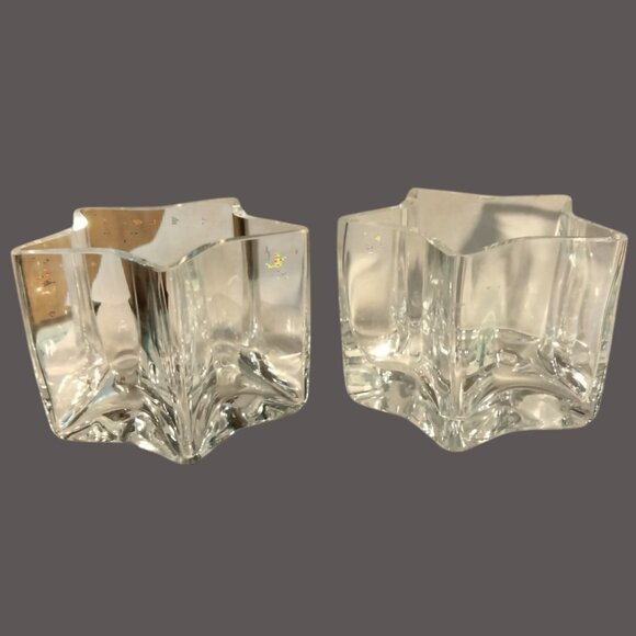 Star Shape Glass Votive Candle holder Red Marbles Tealight  Lot 2 - Picture 8 of 14